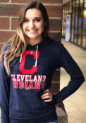 Cleveland Indians Womens Triblend Hooded Sweatshirt - Navy Blue