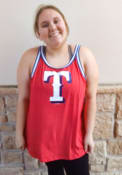 Texas Rangers Womens Tri-Blend Stripe Trim Tank Top - Red