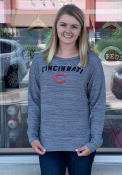 Cincinnati Reds Womens Tri-Blend Space Dye Knit Crew Sweatshirt - Grey