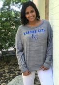 Kansas City Royals Womens Tri-Blend Space Dye Knit Crew Sweatshirt - Grey