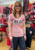 Cincinnati Reds Womens Novelty Space Dye V T-Shirt - Red