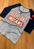 Cleveland Indians Womens Novelty Space Dye Raglan T-Shirt - Navy Blue