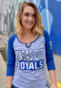 Kansas City Royals Womens Novelty Space Dye Raglan T-Shirt - Blue