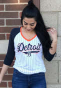 Detroit Tigers Womens Opening Night Pinstripe Raglan T-Shirt - White