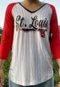 St Louis Cardinals Womens Opening Night Pinstripe Raglan T-Shirt - White