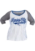 Kansas City Royals Womens Plus Pinstripe Raglan T-Shirt - White