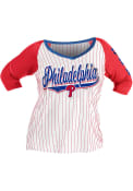 Philadelphia Phillies Womens Plus Pinstripe Raglan T-Shirt - White