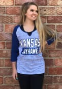 Kansas Jayhawks Womens Novelty Space Dye Raglan T-Shirt - Blue
