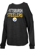 Pittsburgh Steelers Womens Triblend Crew Sweatshirt - Black