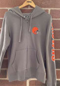 Cleveland Browns Womens Primary Logo Two Hit Brushed Fleece Full Zip Jacket - Grey