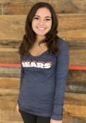 Chicago Bears Womens Stacked Font T-Shirt - Navy Blue