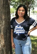Dallas Mavericks Womens Sleeve Stripe V T-Shirt - Navy Blue