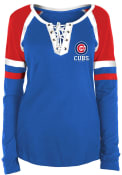 Chicago Cubs Womens Lace Up T-Shirt - Blue
