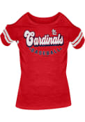 St Louis Cardinals Girls Red Nova Cold Shoulder Fashion T-Shirt