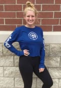 Chicago Cubs Womens Athletic Foil Crop Crew T-Shirt - Blue