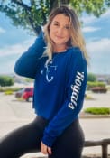 Kansas City Royals Womens Athletic Foil Crop Crew T-Shirt - Blue