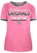 St Louis Cardinals Girls Ringer Fashion T-Shirt - Pink
