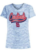 St Louis Cardinals Girls Space Dye V-Neck Fashion T-Shirt - Navy Blue
