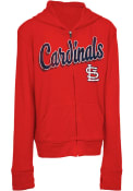 St Louis Cardinals Girls Logo Script Full Zip Jacket - Red