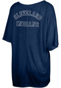 Cleveland Indians Womens Rayon Slub Knot Scoop T-Shirt - Navy Blue