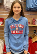 St Louis Cardinals Womens Cooperstown Burnout Wash Hooded Sweatshirt - Light Blue