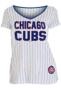 Chicago Cubs Womens Pintripe T-Shirt - White