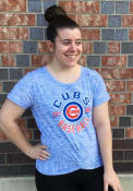 Chicago Cubs Womens Novelty Space Dye Knot Crew T-Shirt - Blue