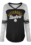 Pittsburgh Steelers Womens Contrast Space Dye T-Shirt - Black