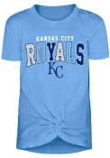 Kansas City Royals Girls Twist Knot Fashion T-Shirt - Light Blue