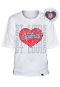 St Louis Cardinals Girls Flip Sequin Heart Fashion T-Shirt - White