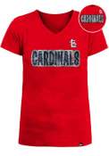 St Louis Cardinals Girls Flip Sequin Fashion T-Shirt - Red