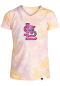 St Louis Cardinals Girls Slub Tie Dye Fashion T-Shirt - Pink