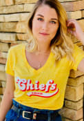 Kansas City Chiefs Womens Groovy Script T-Shirt - Yellow