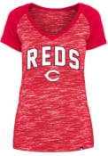 Cincinnati Reds Womens Space Dye T-Shirt - Red