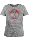 Cincinnati Reds Womens Space Dye T-Shirt - Black