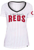 Cincinnati Reds Womens Pinstripe T-Shirt - White