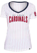 St Louis Cardinals Womens Pinstripe T-Shirt - White