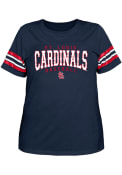 St Louis Cardinals Womens Striped Tee T-Shirt - Navy Blue