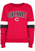 Cincinnati Reds Womens Contrast Crew Sweatshirt - Red