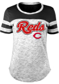Cincinnati Reds Womens Space Dye T-Shirt - Black