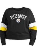 Pittsburgh Steelers Womens Contrast + Crew Sweatshirt - Black