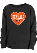 Cincinnati Bengals Girls Big Heart Crew Sweatshirt - Black