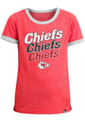 Kansas City Chiefs Girls New Era Glitter Ringer Fashion T-Shirt - Red