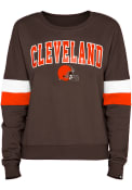 Cleveland Browns Womens Contrast Crew Sweatshirt - Brown