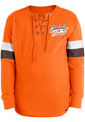 Cleveland Browns Girls Lace Up Scoop Neck Retro Long Sleeve T-shirt - Orange