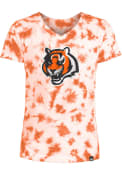Cincinnati Bengals Girls Slub Tie Dye Fashion T-Shirt - Orange