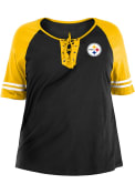 Pittsburgh Steelers Womens Lace Up T-Shirt - Black