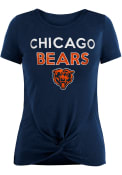 Chicago Bears Womens Glitter Slub Knot T-Shirt - Navy Blue