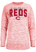 Cincinnati Reds Womens Space Dye Crew Sweatshirt - Red