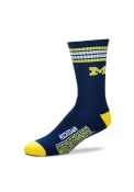 Michigan Wolverines Duece Four Stripe Crew Socks - Navy Blue